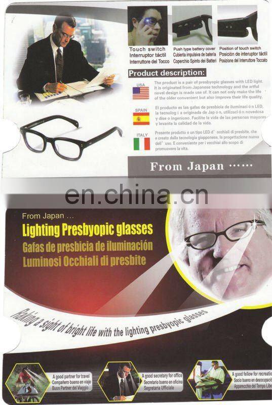 New fashion design light up LED reading glasses for old people