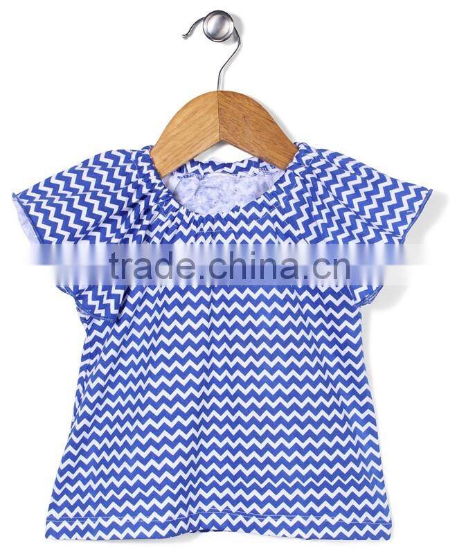 2016 Pictures of girls cotton short sleeves chevron tops with headband