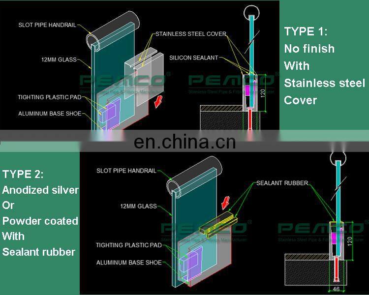 Balcony Baluster Frameless Aluminium Channel Glass Railing Design For Deck
