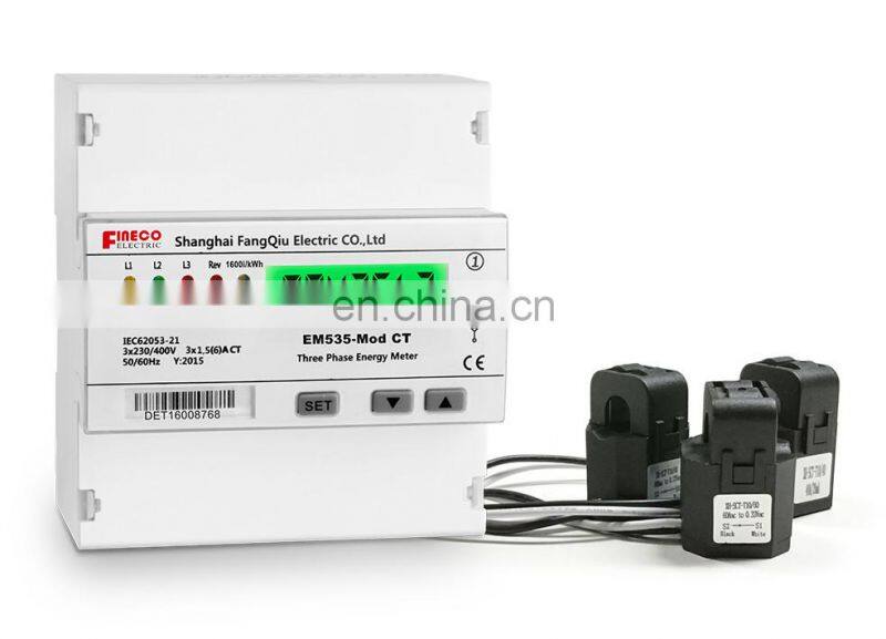EM535-Mod CT 330mV ac input 3 phase 4 wire rs485 modbus energy meter