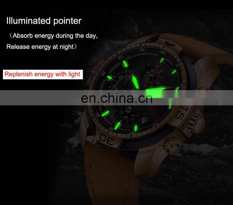 LIGE 9923 Mens Quartz Watch Multifunction Chronograph Fashion Waterproof Leather watch men luxury