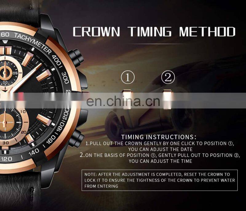 VA VA VOOM 2321 Men Quartz Watch Sports Fashion Rose Gold Case Black Stainless Steel chain watch for men