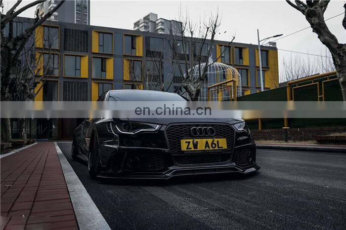Runde Perfect Fitment For Audi A6 S6 RS6 Upgrade Carbon Fiber Wide Body Kit Front Bumper Lip Wide Wheel Eyebrow Spoiler
