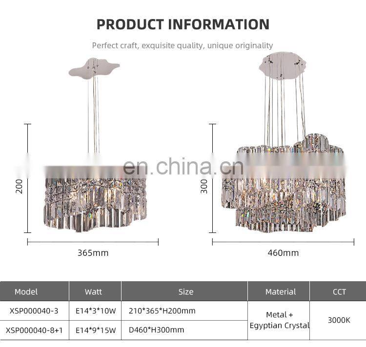 HUAYI Modern Pendant Ceiling Lamps Crystal Chandelier Lights Hanging Light Fixture for Living Room