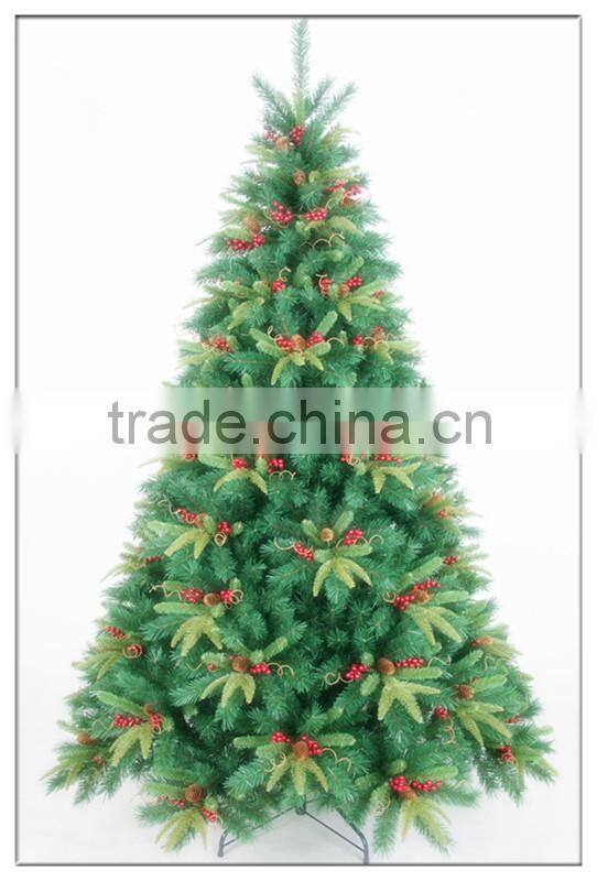 BSCI ! 6FT/180CM Green PE Tips Premium Artificial Christmas Fir Tree/Red Berry decoratived christmas pvc tree