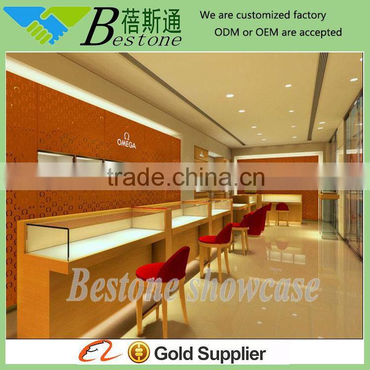 Fashion wooden display showcase for watch shop decoration