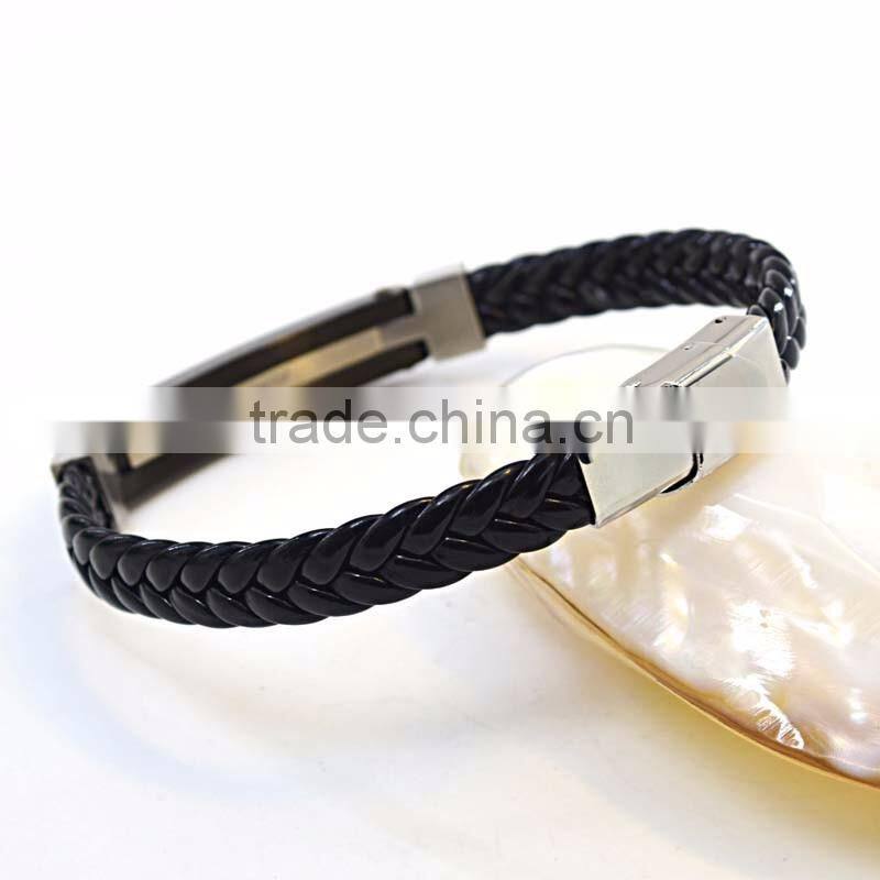 best selling products stainless steel clasp bio magnetic bracelet man leather bracelets