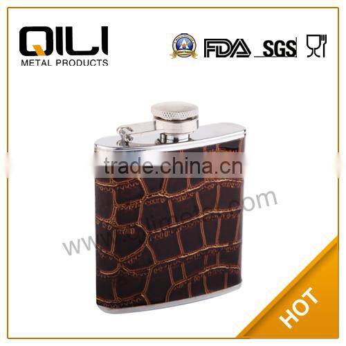 3oz promotional wholesale lether business special hip flask