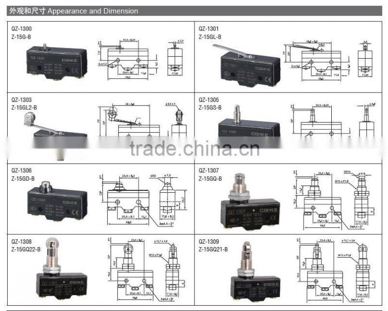 microswitch factory China electrical switch QZ micro push button switch