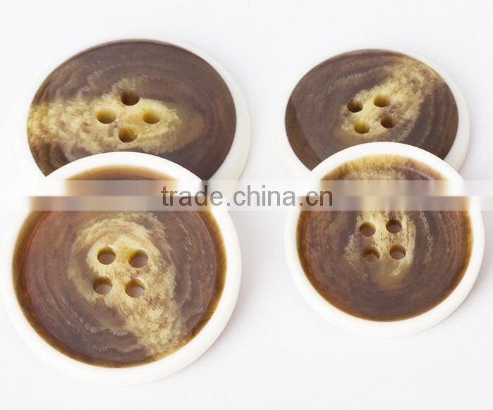Sedex Audited Factory 2 Pillar Burnt Rim Resin horn button, polyester horn button