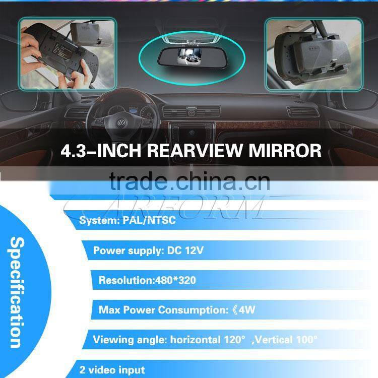 Rear View Mirror 4.3 inch lcd Monitor with av input