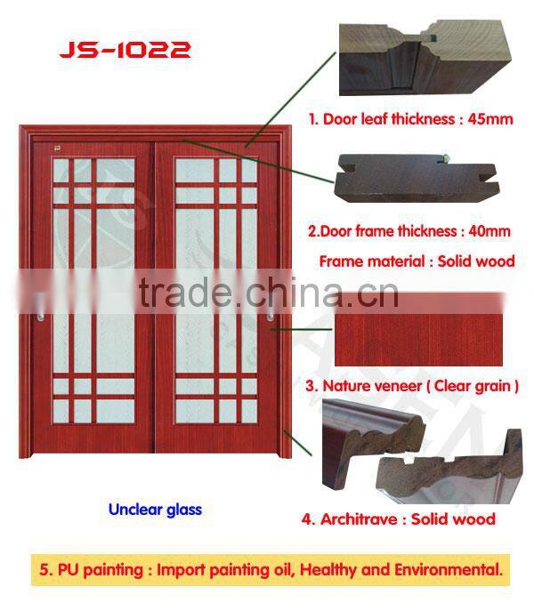 Red walnut timber glass interior door