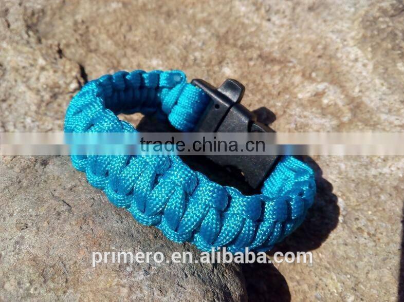 Hot Sale Hot Survival Paracord Bracelet Outdoor Scraper Whistle Flint Fire Starter Gear Kits