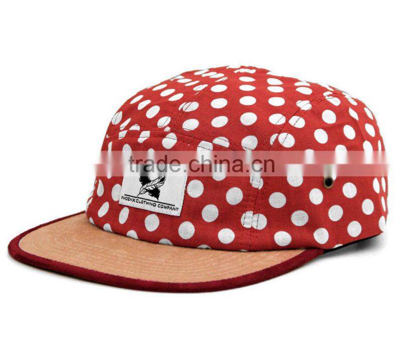 Fashionalbe custom 5 panel superme hat with leather strap