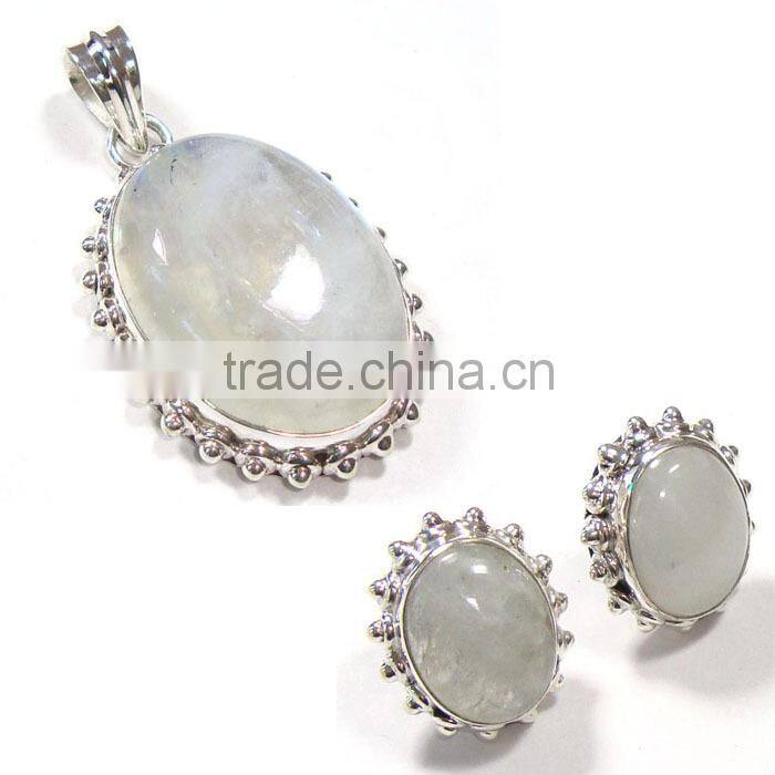 wholesale Natural stone jewelry set 925 silver jewelry Handmade pendant studs