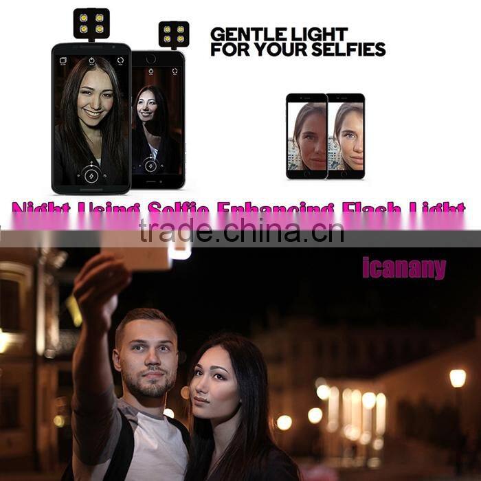 Portable Mini 4 LED External Flash Fill Light Selfie Lamp For iPhone 6