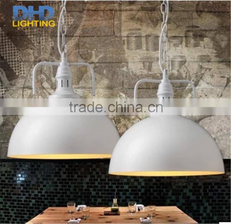 Industrial white and black color round metal shade edison pendant lamp vintage brass socket home decoration lighting fixture