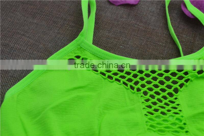 Seamless spandex cropped cami bra spaghetti strap layering tank top underwear