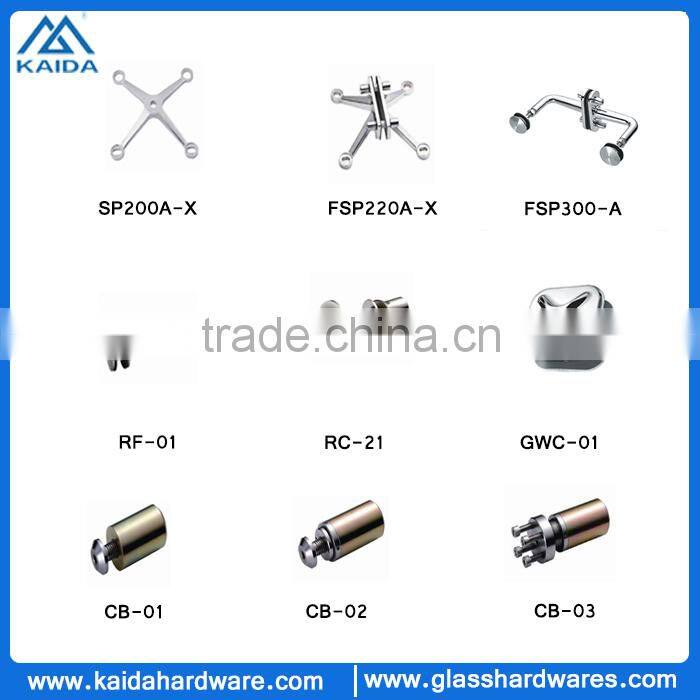 Stainless steel bracket for glass fin top and bottom fixing