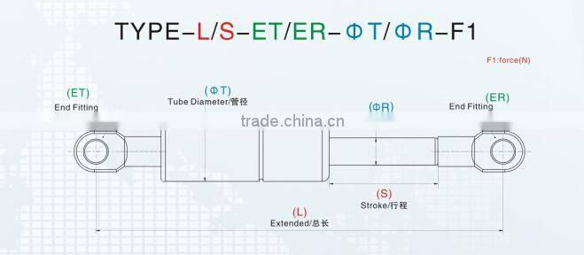 OE NO.8731E6, 51023704 boot gas srut gas spring for car PEUGEOT 206