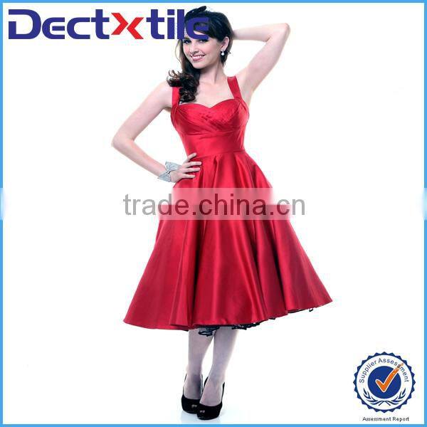 Bright red colored satin fabric for long red satin evening gown