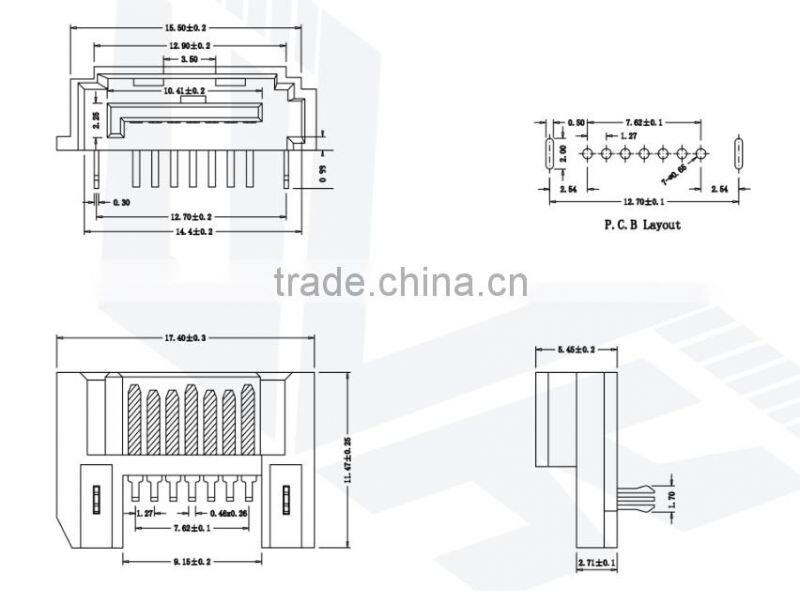 Pitch:1.27mm SATA Male 7PIN 90 Degree Dip Type