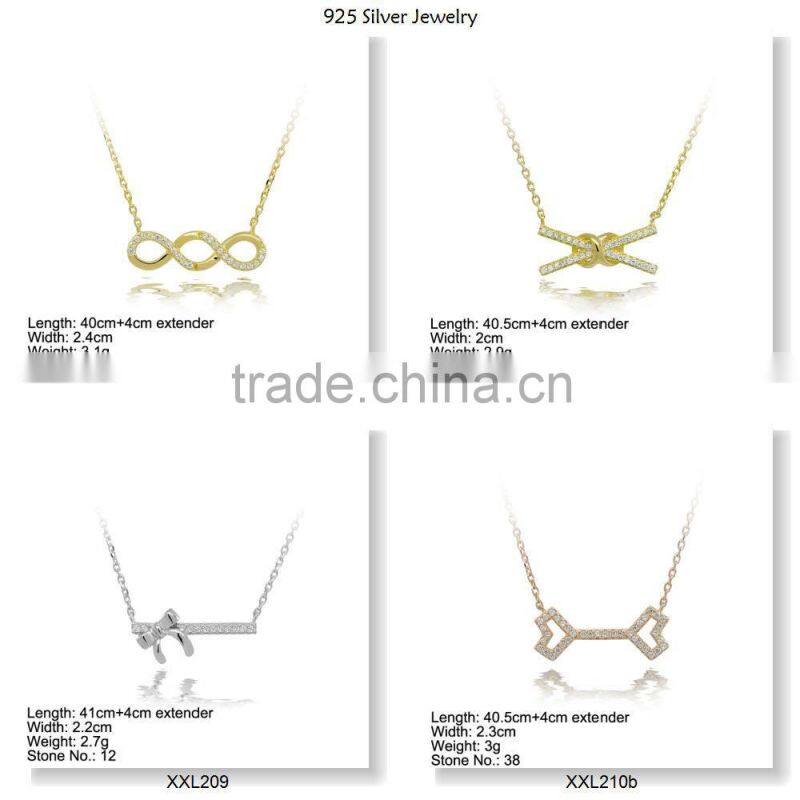 XXL209 925 Silver Pendant with CZ Stones bling for gift to women