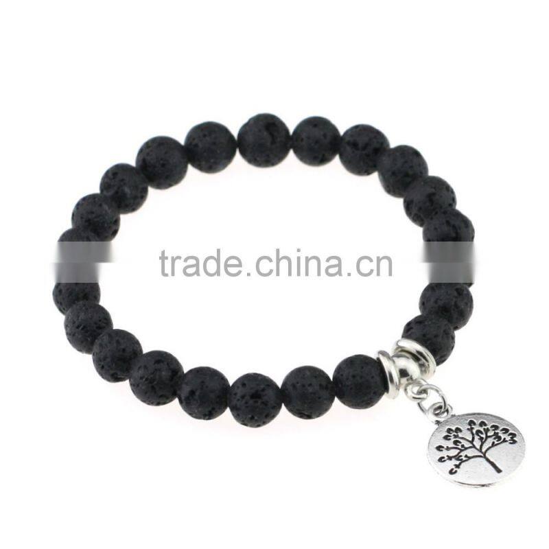 Handmade Fashion Unisex Popular Nature Volcanic Cute Pendant Elasticity Bracelet