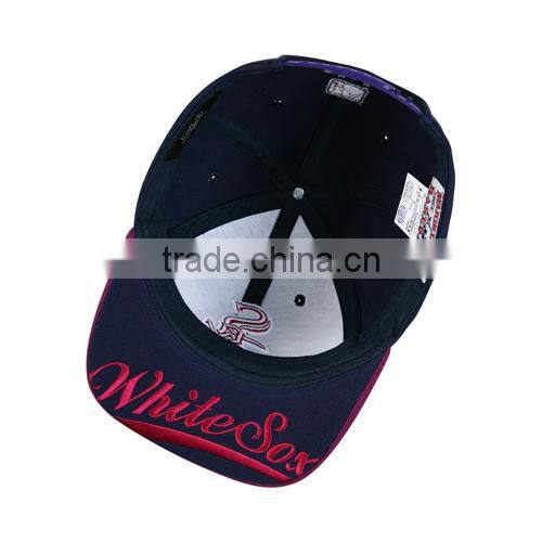 for unisex 100% cool deep blue color custom made wholesale flat brim hats