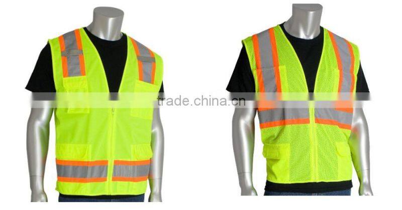 birdeye mesh high visibility safety reflective red/orange/yellow jacket