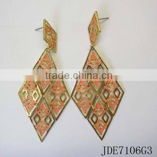 Fashion gift rhombus connector earrings