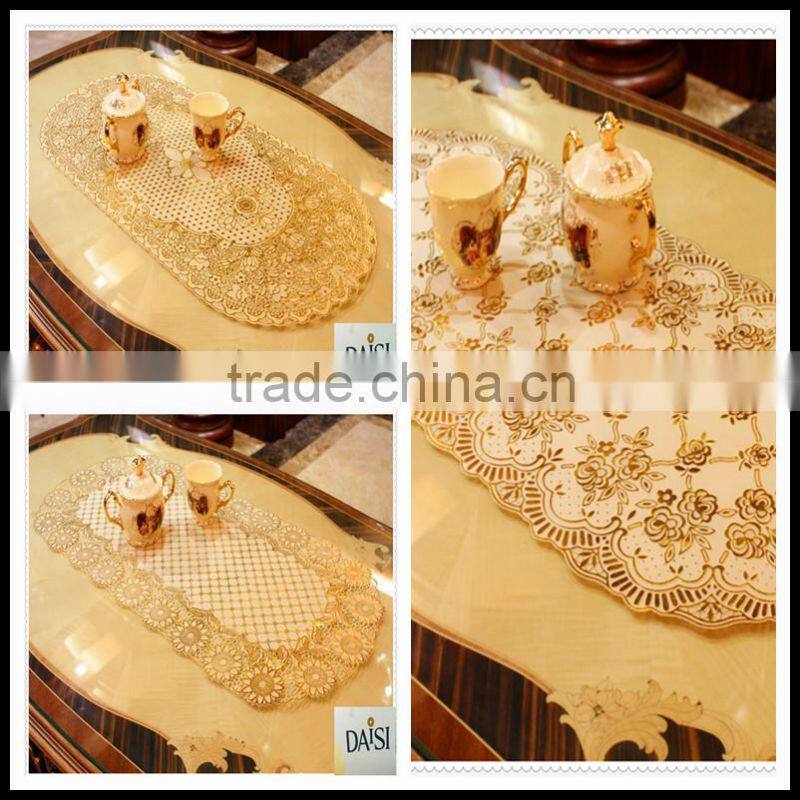 40x84 gold and silver long Lace Tablecloth