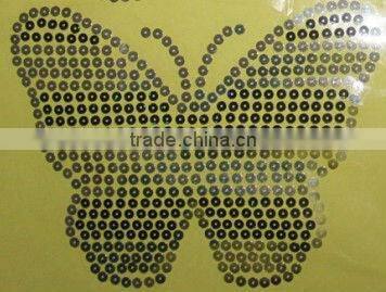 hot fix sequin fabric applique transfer of the garment