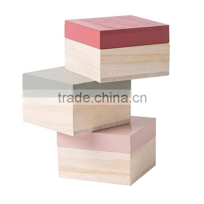 Open Cover Design Colorful Wooden Gift Box