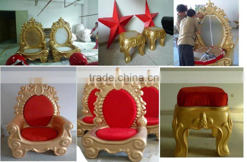 Christmas Santa throne/Gold King Chair/Decorative Fibreglass Grand King Chair