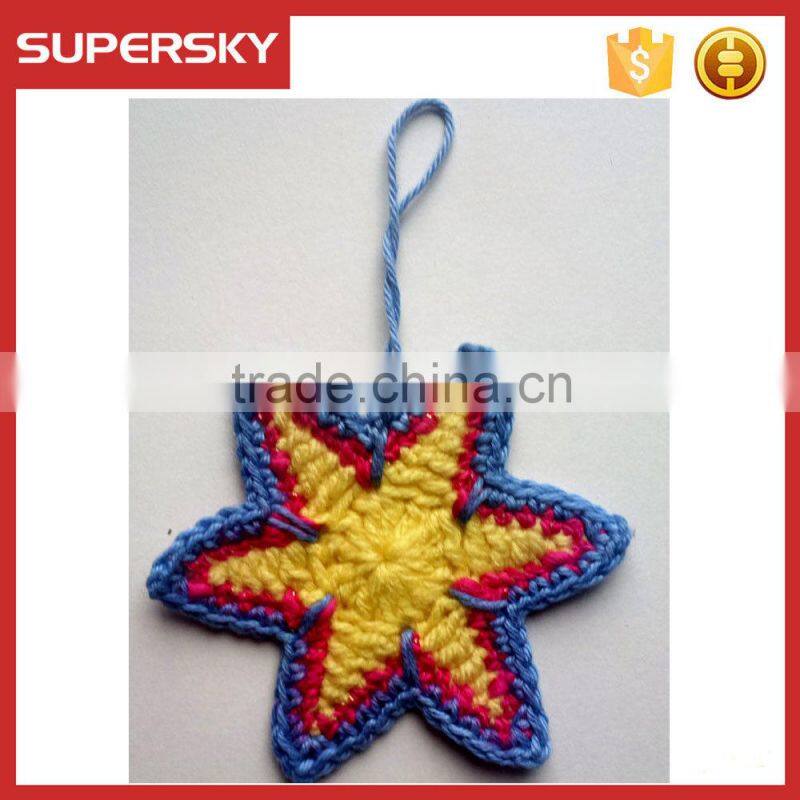 V-743 merry christmas decoration hand knit star hanging tree decoration knit christmas tree hanging ornament