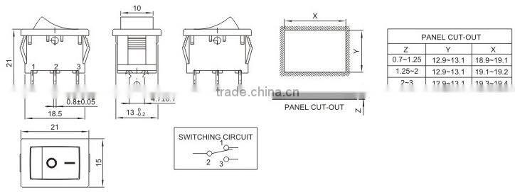 RS601A-1020011BB ROCKER SWITCHES SERIES