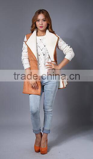 Women Real Leather Fur Vest / Lamb Fur Vest For Lady