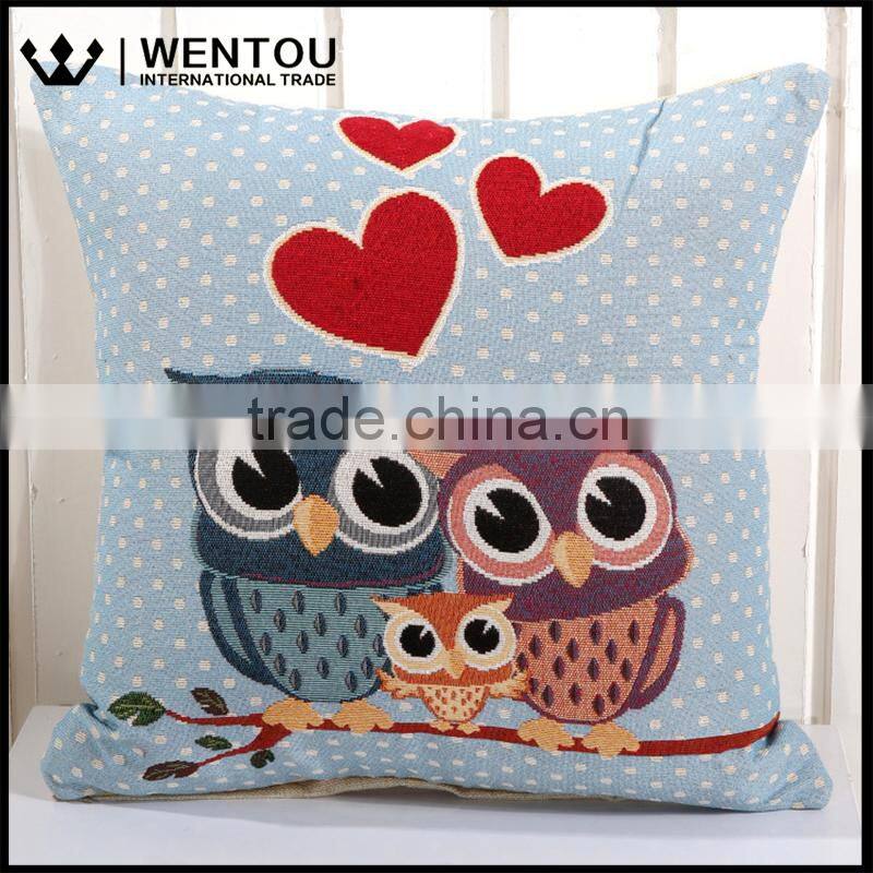 Wentou Vintage PP Cotton Filled Soft Embroidery Owl Pillow