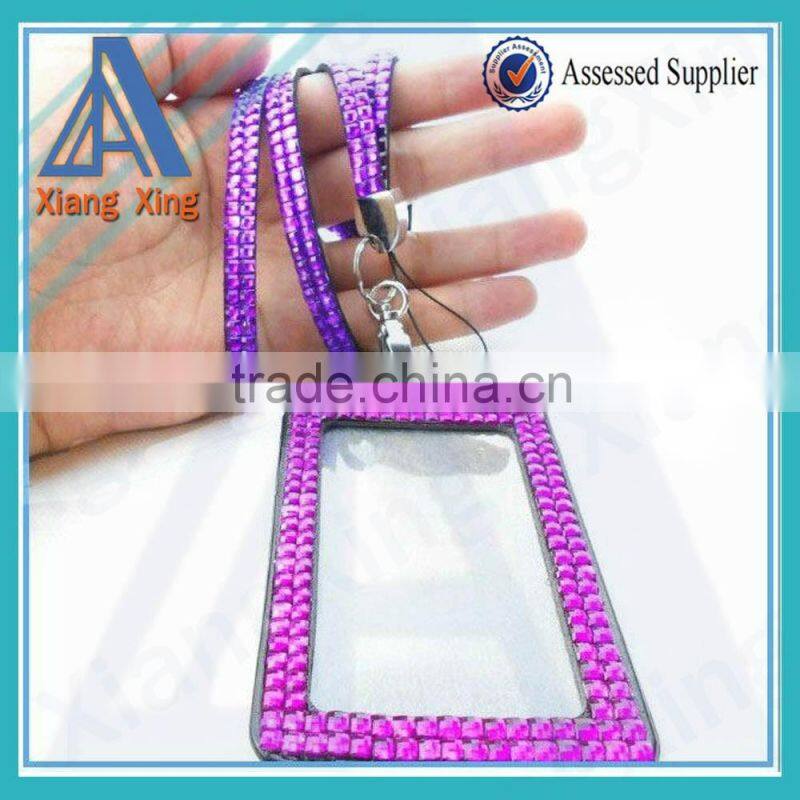 2016 crystal rhinestone lanyard with badge holder