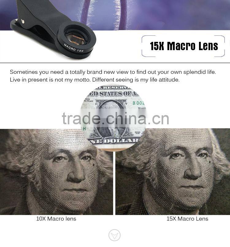 Europe and America hot selling anti-slip clip 198 degree fisheye lens mobile phone camera lens for iPhone Samsung HTC LG Huawei