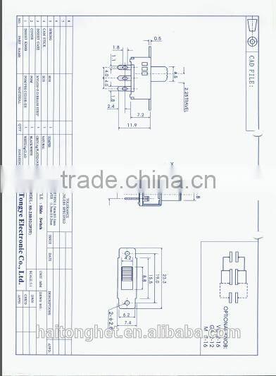 hot selling 6pin electrical waterproof mini slide switch