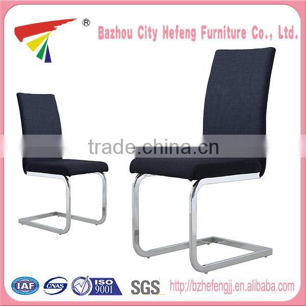 2016 hot sale chrome frame black upholstery fabric dining chair