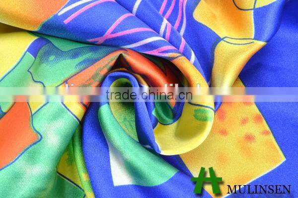 Mulinsen Textile Polyester Spandex Printing Stretchable Satin Fabric