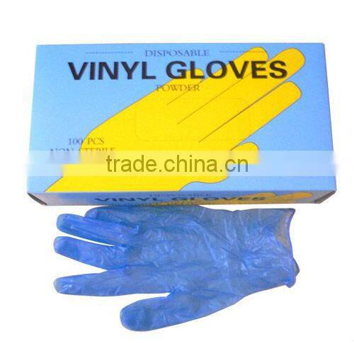 disposable yellow vinyl glove/clear and blue vinyl glove
