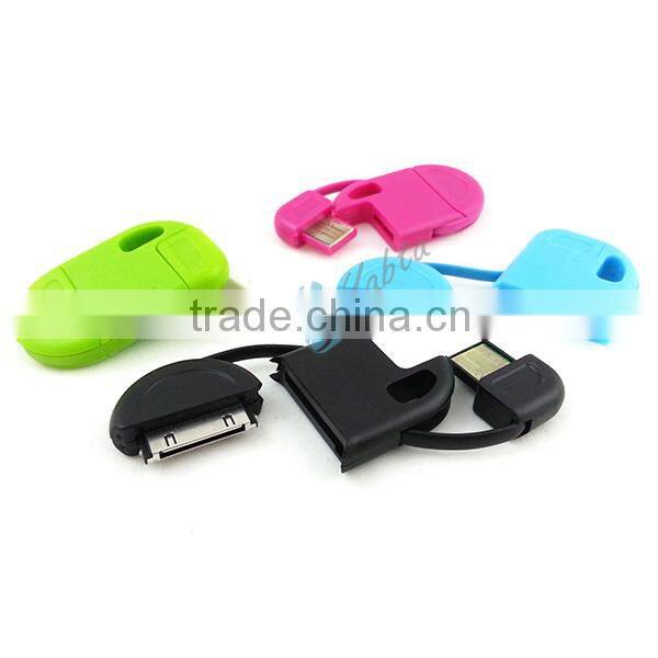 For Samsung/HTC Android 5 Pin Micro USB Keychain Cable For Phone Gadget