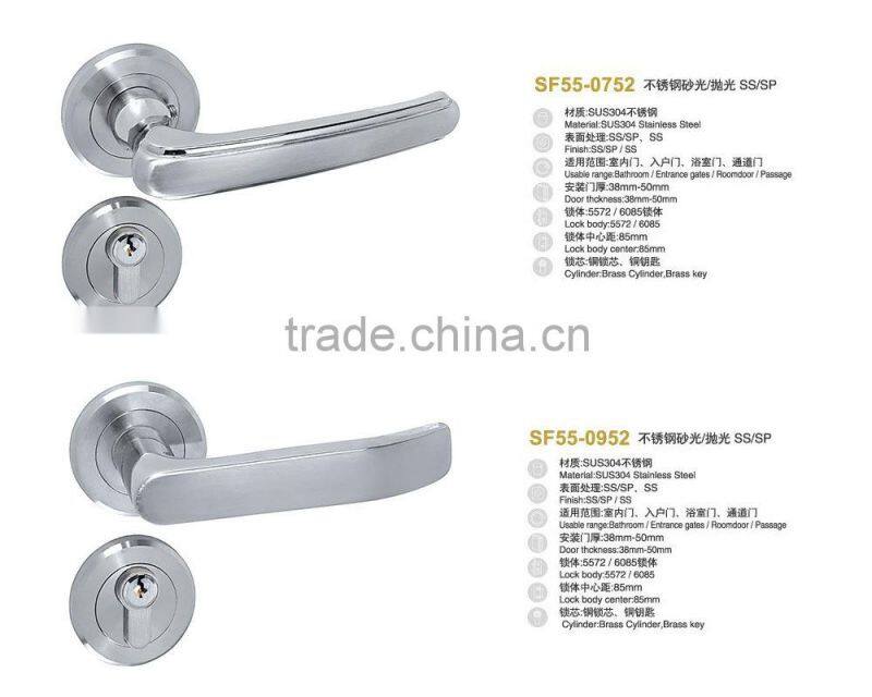 High-quality TRI-CIRCLE Stainless steel wholesale household anti-theft double sided door handle locks, stainless steel handles