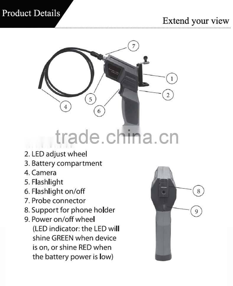 IP67 2 mega pixel cmos camera waterproof wifi camera endoscope