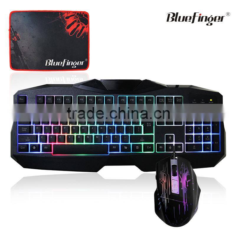 Fashional Rainbow backlit Wired Keyboard and Mouse Combo Set for laptop desktop