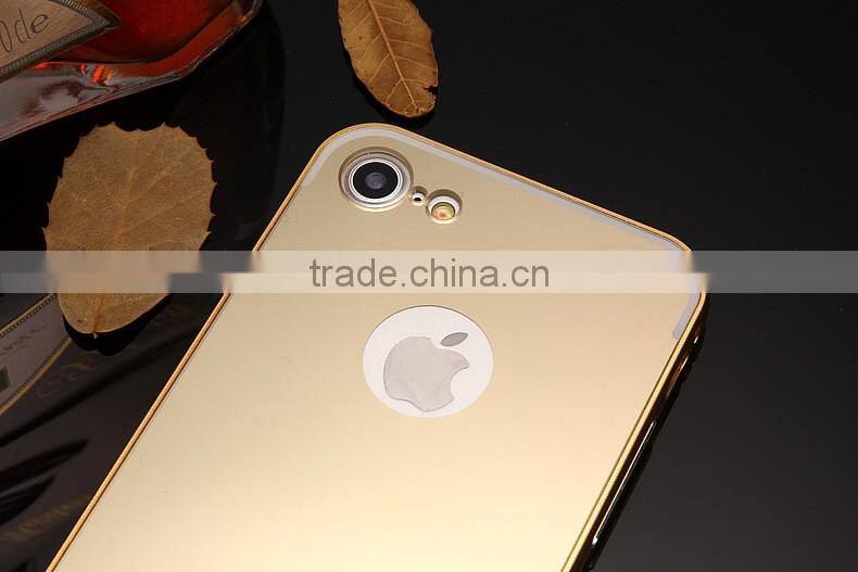 Deluxe Electroplating Mirror TPU Cover for iPhone 7 7 Plus Plating Bumper+Hard Plastic Cover Case